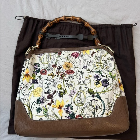 Gucci Floral Print Leather Handbag - Picture 2 of 4